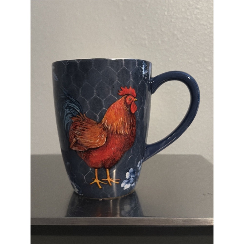 Certified International by Susan Winget Red Rooster Indigo Mug